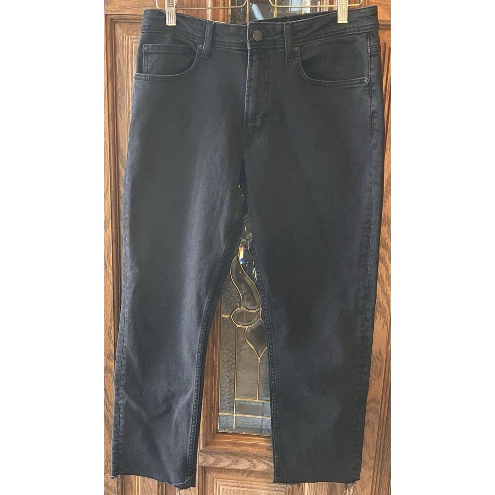 Zara Women's Mid Rise Relaxed Fit Raw Hem Jeans Faded Black Size 40 USA Size 8